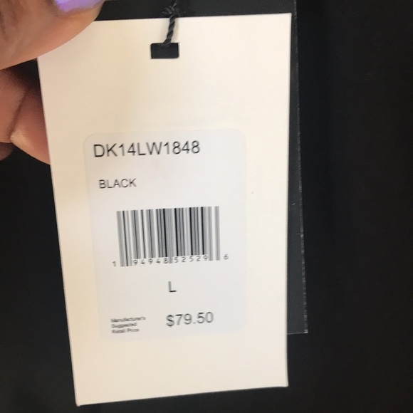 NWT DKNY Women’s Black/Grey Inside Collar Button Down Long Sleeve Shirt-Size L - Picture 6 of 7